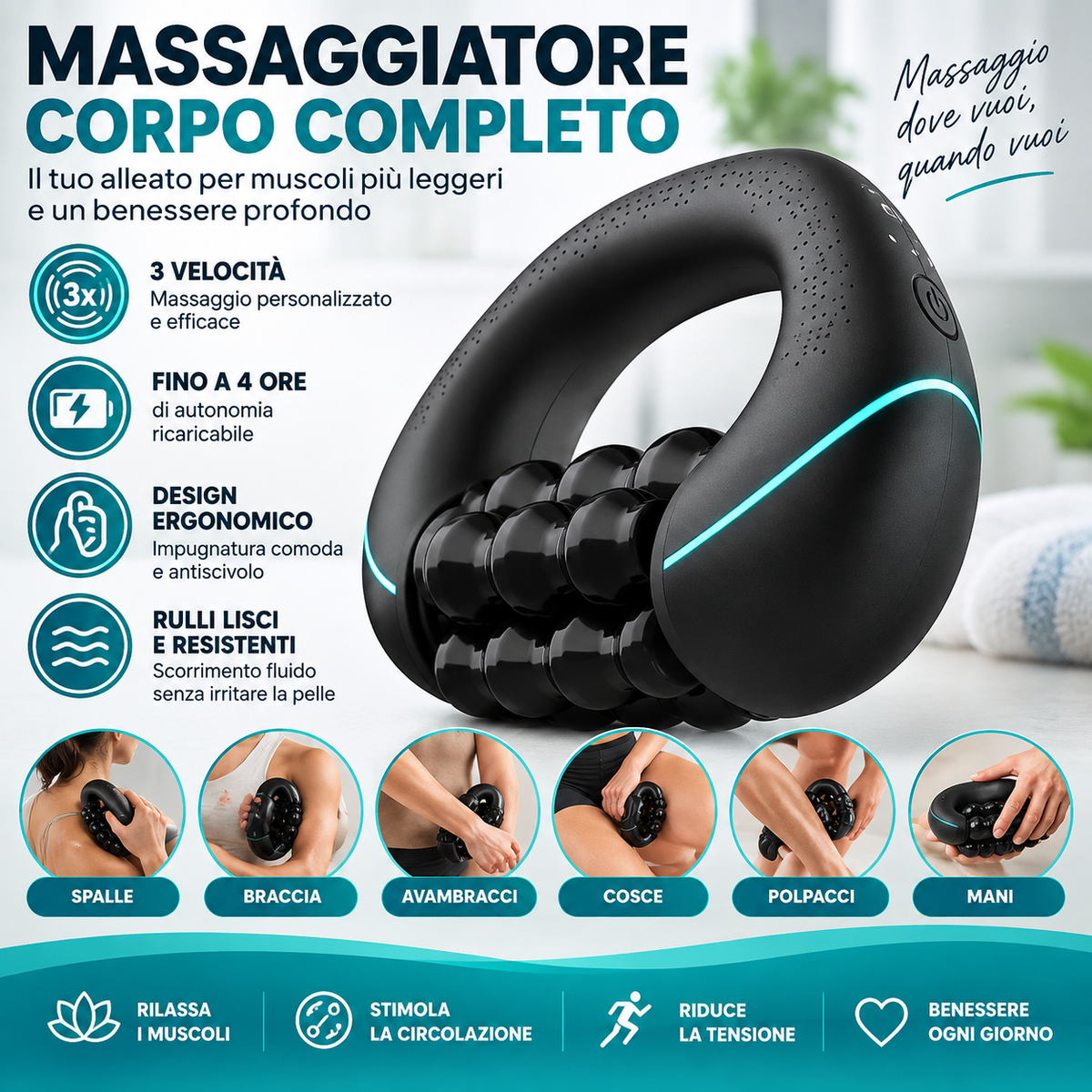 Rullo Massaggiante Elettrico 3 Velocità